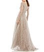 Mac Duggal Embellished Illusion Long Sleeve Wrap Over A Line Gown, Color:Taupe - Image 2