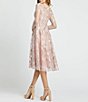 Color:Rose - Image 2 - Embellished Lace Illusion Boat Neck Long Sleeve A-Line Dress