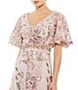 Mac Duggal Embellished Mesh Floral Print V Neck Short Sleeve A-Line Gown, Color:Rose Pink - Image 3