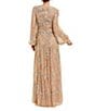 Mac Duggal Embellished Mesh High Neck Puff Sleeves Sequin A-Line Gown, Color:Nude Silver - Image 2