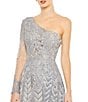 Mac Duggal Embellished Mesh One Shoulder A-Line Gown, Color:Platinum - Image 3