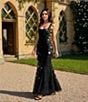 Mac Duggal Embellished Mesh Square Neck Sleeveless 3D Flower Gown, Color:Black Multi - Image 5