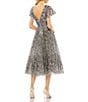 Mac Duggal Embellished Mesh V-Neck Flutter Sleeve A-Line Midi Dress, Color:Gunmetal - Image 2