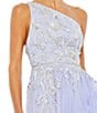 Mac Duggal Embellished One Shoulder Sleeveless Ruffle Hem Open Back Detail Asymmetrical Gown, Color:Periwinkle - Image 3