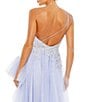 Mac Duggal Embellished One Shoulder Sleeveless Ruffle Hem Open Back Detail Asymmetrical Gown, Color:Periwinkle - Image 4