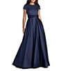 Mac Duggal Embellished Satin Cap Sleeve Gown With Pockets - Image 1
