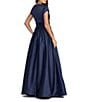 Mac Duggal Embellished Satin Cap Sleeve Gown With Pockets - Image 2