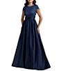 Mac Duggal Embellished Satin Cap Sleeve With Pockets Long Gown - Image 1