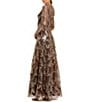 Mac Duggal Embellished Sequin Mesh Long Illusion Sleeve A-Line Dress, Color:Bronze - Image 2