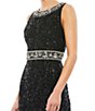 Color:Black - Image 3 - Embellished Sleeveless Crew Neck Beaded Waist Sheath Midi Dress