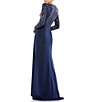 Color:Midnight - Image 2 - Embellished V-Neck Long Sleeve Bodice Column Dress