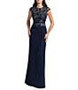 Mac Duggal Embroidered Cap Sleeve Jersey Gown - Image 1