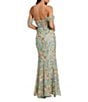 Mac Duggal Embroidered Floral Off-The-Shoulder Neck Draped Sleeve Gown, Color:Sage Multi - Image 2
