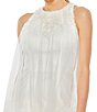 Color:White - Image 3 - Embroidered Halter Neck Sleeveless Ruffled Hem Trapeze Mini Dress