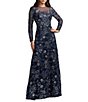 Mac Duggal Embroidered Mesh Long Sleeve Evening Gown - Image 1