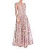 Mac Duggal Embroidered Sequin Illusion Crew Neck A-Line Gown, Color:Lilac - Image 1
