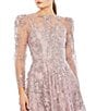Mac Duggal Embroidered Sequin Illusion Crew Neck A-Line Gown, Color:Lilac - Image 3