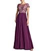 Mac Duggal Embroidered Short Sleeve Pleated Gown - Image 1
