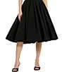 Color:Black - Image 4 - Faille High Waist Pleated Circle A-Line Skirt