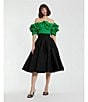 Color:Black - Image 6 - Faille High Waist Pleated Circle A-Line Skirt