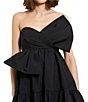 Mac Duggal Faille Woven Strapless Bow Twist A-Line Mini Dress | Dillard's