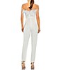 Color:White - Image 2 - Feather Trim Strapless Pocketed Jumpsuit