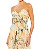 Color:Peach Multi - Image 3 - Floral Print Asymmetric Hem Strapless Gown