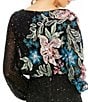 Color:Black Multi - Image 4 - Floral Beaded Sequin Long Sleeve Blouson Gown