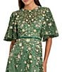 Mac Duggal Floral Beaded Mesh Flutter Sleeve Midi Dress, Color:Sage - Image 3