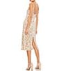 Color:Nude Multi - Image 2 - Floral Beaded Scoop Neck Sleeveless Sheath Midi Dress