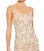 Color:Nude Multi - Image 3 - Floral Beaded Scoop Neck Sleeveless Sheath Midi Dress