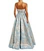 Mac Duggal Floral Brocade A-Line Sleeveless Gown, Color:Blue Multi - Image 2