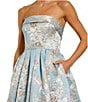 Mac Duggal Floral Brocade A-Line Sleeveless Gown, Color:Blue Multi - Image 3