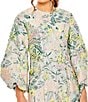 Mac Duggal Floral Brocade Crew Neckline Long Puff Sleeve Mini Dress, Color:Pastel Multi - Image 3