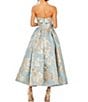 Mac Duggal Floral Brocade Strapless Sleeveless Gathered Skirt Side Pocket Midi A-Line Dress, Color:Blue Multi - Image 2