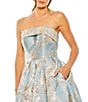 Mac Duggal Floral Brocade Strapless Sleeveless Gathered Skirt Side Pocket Midi A-Line Dress, Color:Blue Multi - Image 3