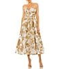 Mac Duggal Floral Brocade Strapless Sleeveless Midi Dress, Color:Bronze - Image 1