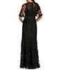 Mac Duggal Floral Embellished Net Crew Neck Short Flutter Sleeve Gown - Image 2
