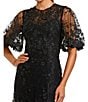 Mac Duggal Floral Embellished Net Crew Neck Short Flutter Sleeve Gown - Image 3