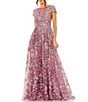 Mac Duggal Floral Embellished Round Neck Cap Sleeve A-Line Gown - Image 1