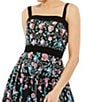 Color:Black Multi - Image 3 - Floral Embellished Velvet Sleeveless Square Neck A-Line Dress