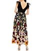 Mac Duggal Floral Embroidered V-Neck Cap Flutter Sleeve Dress, Color:Black Multi - Image 2
