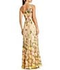 Color:Yellow Multi - Image 2 - Floral Lace Embroidered One Shoulder Sleeveless Gown