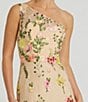 Color:Yellow Multi - Image 3 - Floral Lace Embroidered One Shoulder Sleeveless Gown