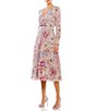 Color:Mauve Multi - Image 1 - Floral Print V-Neck Long Sleeve Midi Dress
