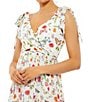 Color:White Multi - Image 3 - Floral Print V-Neck Sleeveless Tie Shoulder A-Line Gown
