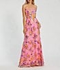 Color:Pink Multi - Image 1 - Floral Sequin Lace Sweetheart Neckline Sleeveless Gown