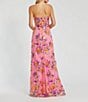 Color:Pink Multi - Image 2 - Floral Sequin Lace Sweetheart Neckline Sleeveless Gown