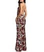 Mac Duggal Floral Sequin Sleeveless Cowl Back Column Gown - Image 2