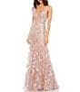 Mac Duggal Floral V-Neck Sleeveless Low Scoop Back Detail Sheath Gown, Color:Rose Pink - Image 1